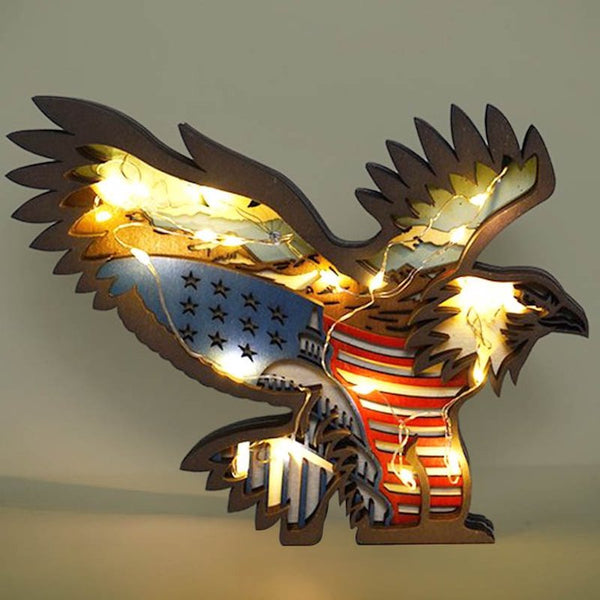 American Flag Bald Eagle Carving Handcraft Gift