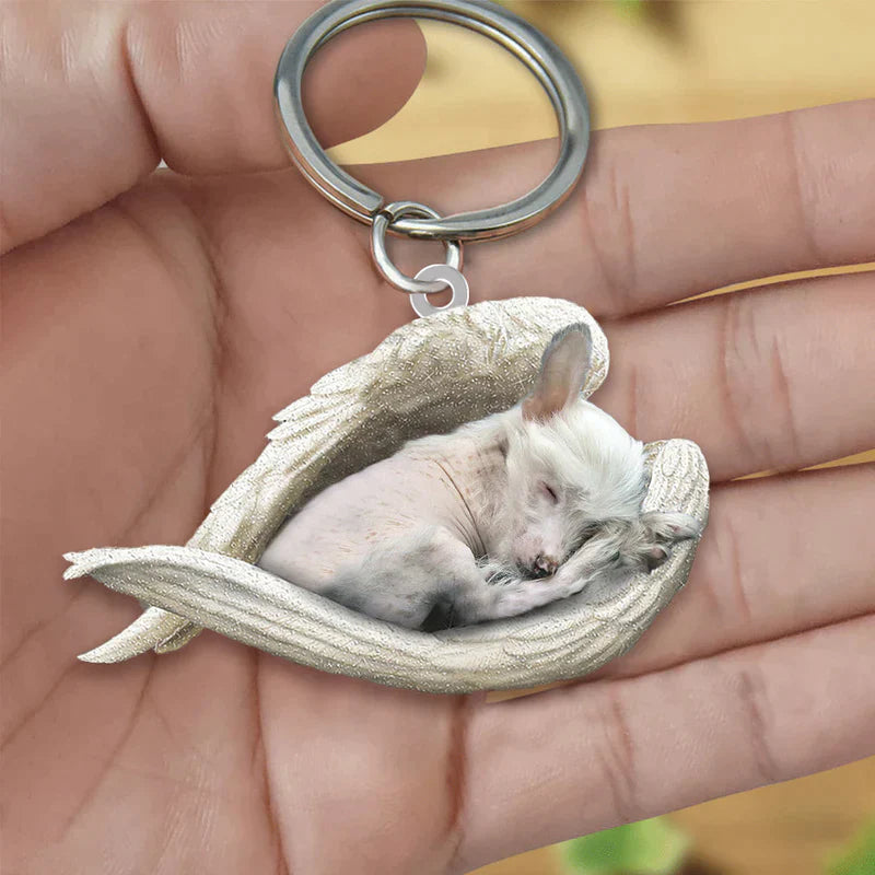 Sleeping Angel Acrylic Keychain Chinese Crested Dog