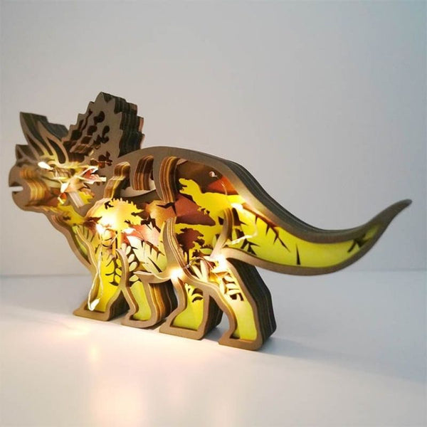 Roaring Triceratops Carving Handcraft Gift