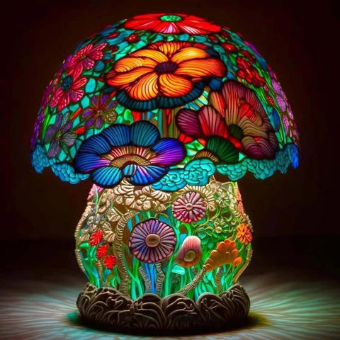 Stained Glass Plant Series Table Lamp - Flower Bushes
