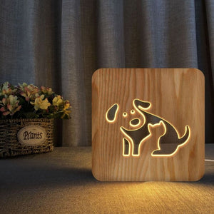 Happy Dog Wooden Decorative Light