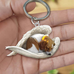 Sleeping Angel Acrylic Keychain Mixed Breed Dog SA141
