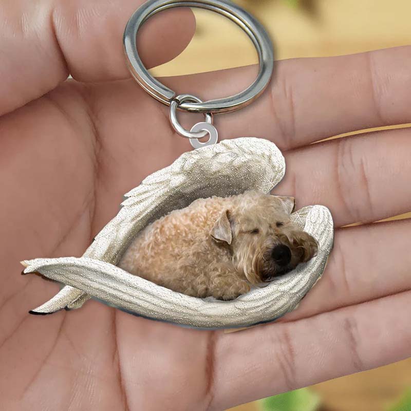 Sleeping Angel Acrylic Keychain Wheaten Terrier SA152