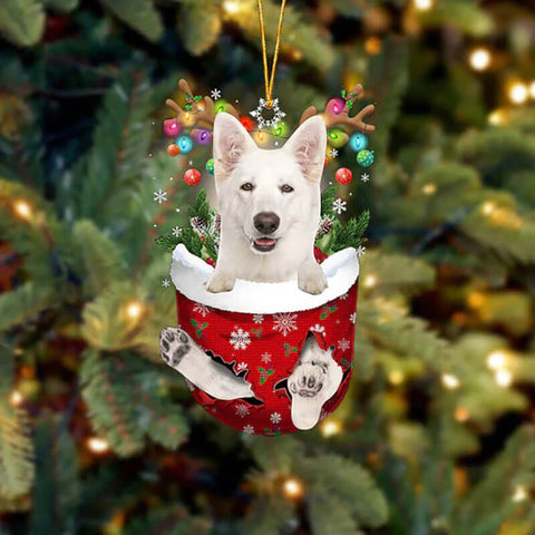 German Shepherd In Snow Pocket Christmas Ornament SP284