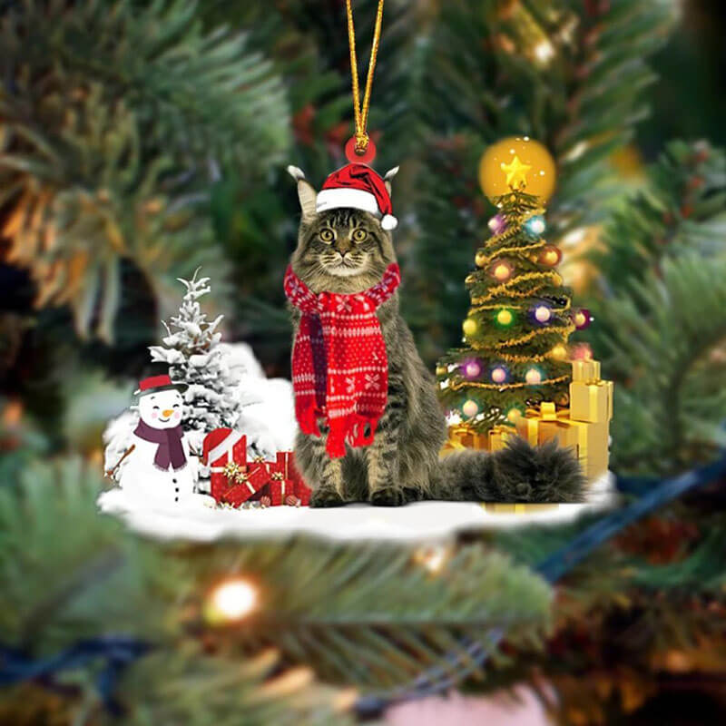 Maine Coon Cat Christmas Ornament SM048