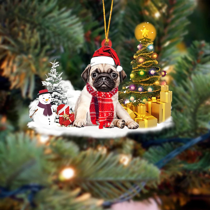 Pug Christmas Ornament SM098