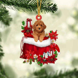 Poodle In Gift Bag Christmas Ornament GB068