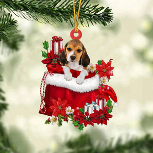 Beagle In Gift Bag Christmas Ornament GB104
