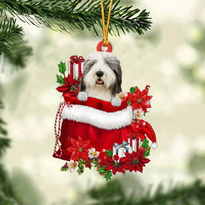 Old English Sheepdog In Gift Bag Christmas Ornament GB121