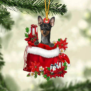 Miniature Pinscher In Gift Bag Christmas Ornament GB125