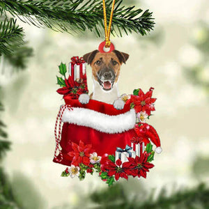 Fox Terrier In Gift Bag Christmas Ornament GB129