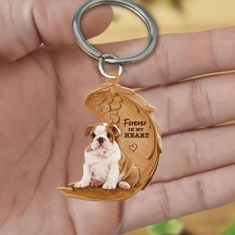 English Bulldog Forever In My Heart Acrylic Keychain FK040