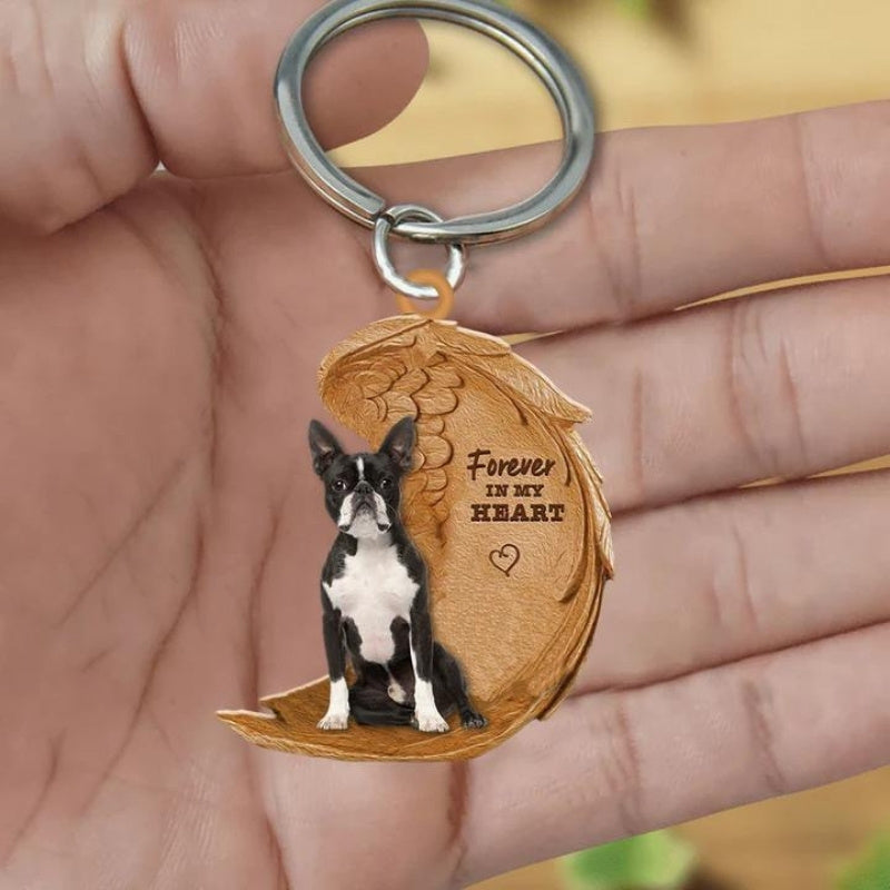 Boston Terrier Forever In My Heart Acrylic Keychain FK080
