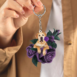 Boerboel In Purple Rose Acrylic Keychain PR103