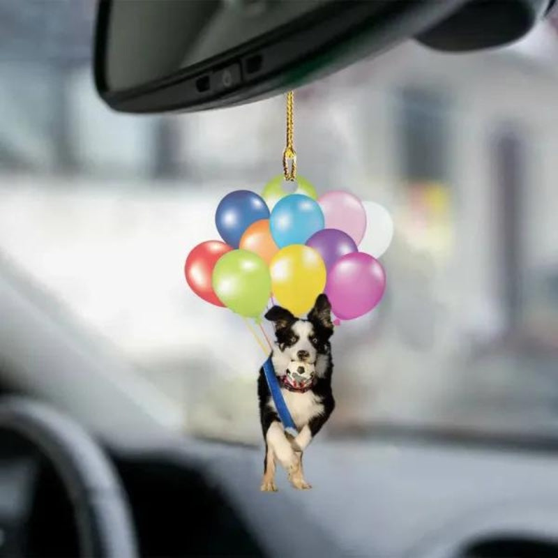 Border Collie Fly With Bubbles Car Hanging Ornament BC043