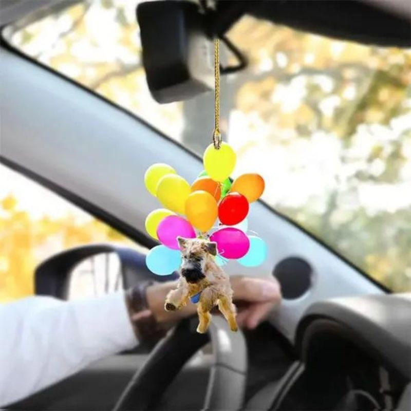 Mixed Breed Poodle Fly With Bubbles Car Hanging Ornament BC057