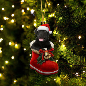 Labrador Retriever Black In Santa Boot Christmas Hanging Ornament SB010
