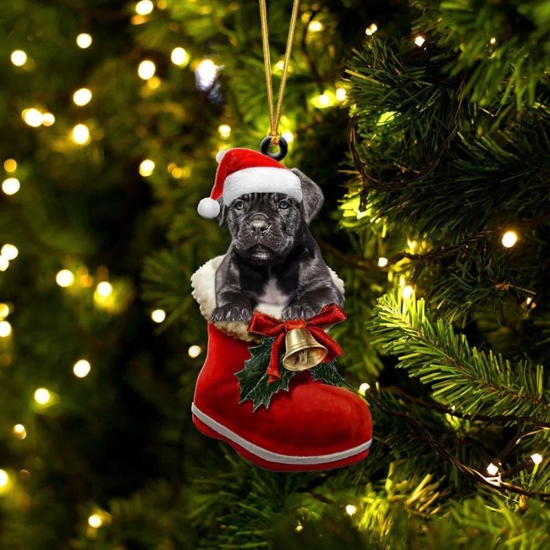 Cane Corso In Santa Boot Christmas Hanging Ornament SB088