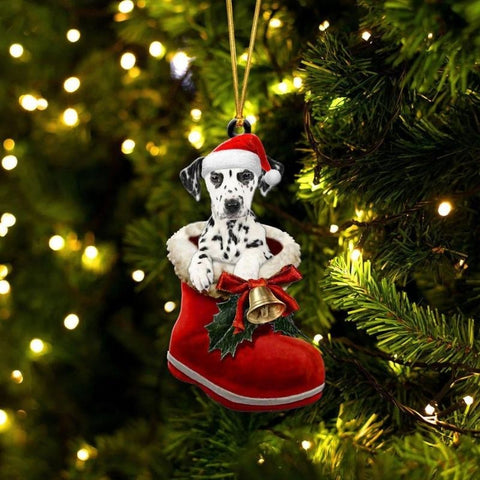 Dalmatian In Santa Boot Christmas Hanging Ornament SB098