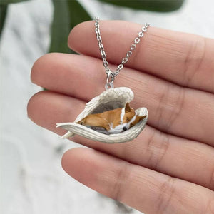 Basenji Sleeping Angel Stainless Steel Necklace SN115