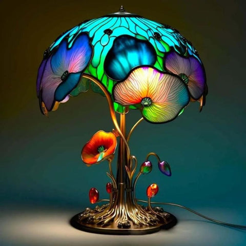 Stained Glass Plant Series Table Lamp - Lotus Leaf