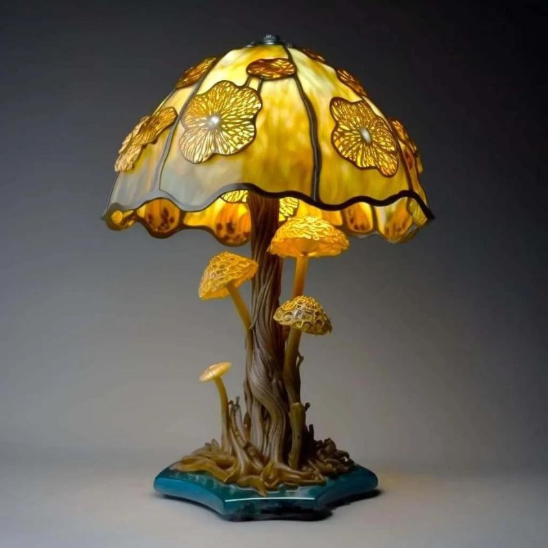 Stained Glass Plant Series Table Lamp - Mushroom 03