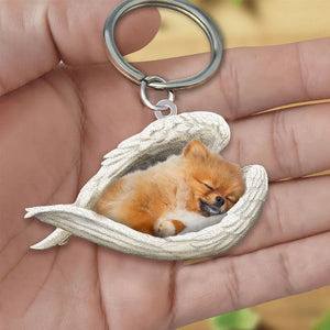 Sleeping Angel Acrylic Keychain Pomeranian