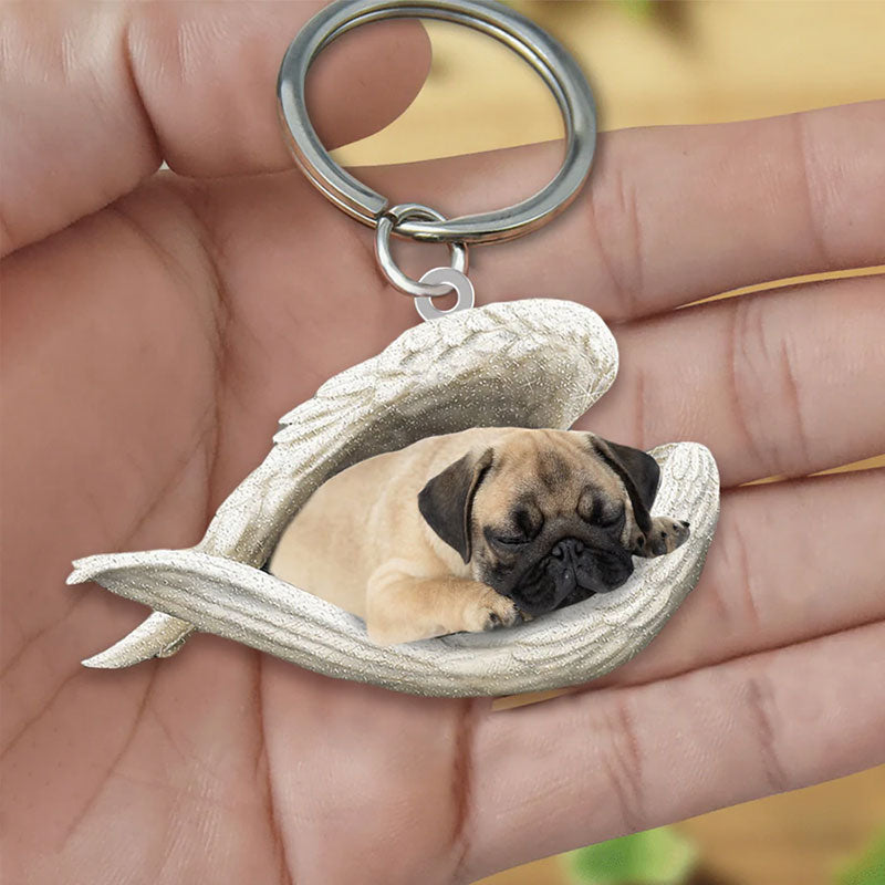 Sleeping Angel Acrylic Keychain Pug