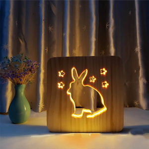 Rabbit Wooden Decorative Light