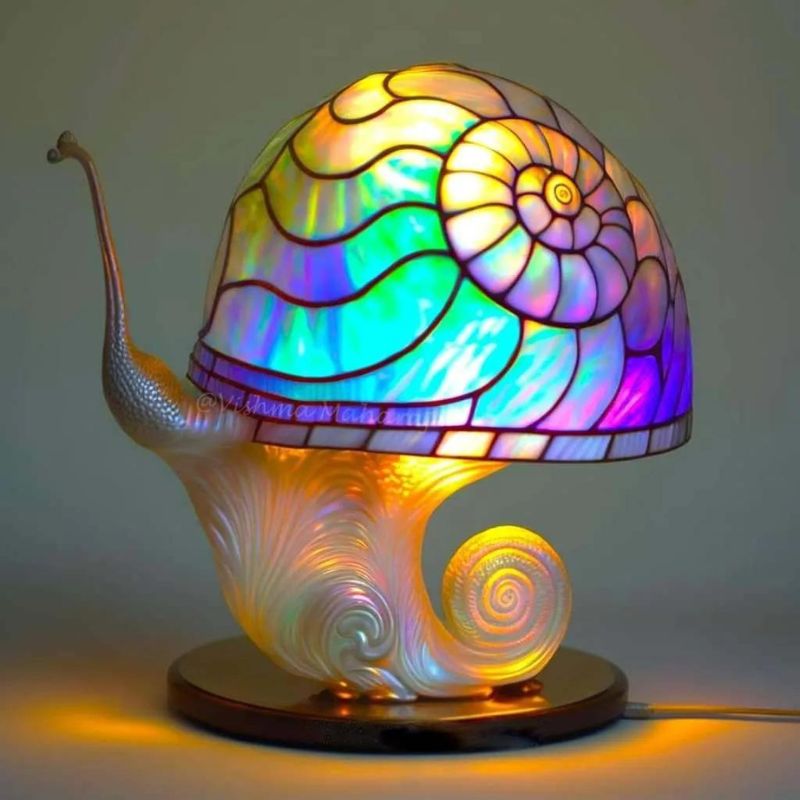 Stained Glass Plant Series Table Lamp - Snail