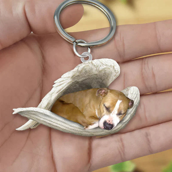 Sleeping Angel Acrylic Keychain Staffordshire Bull Terrier